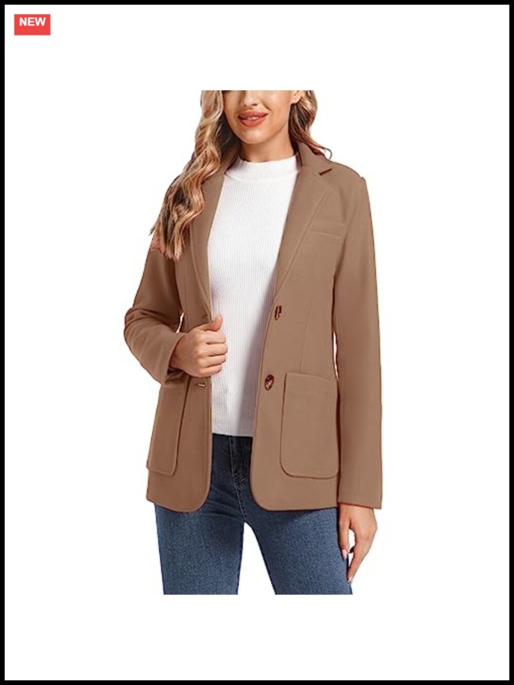 Wool Blend Long Sleeve Two Button Blazer Suit Jacket Business Casual
